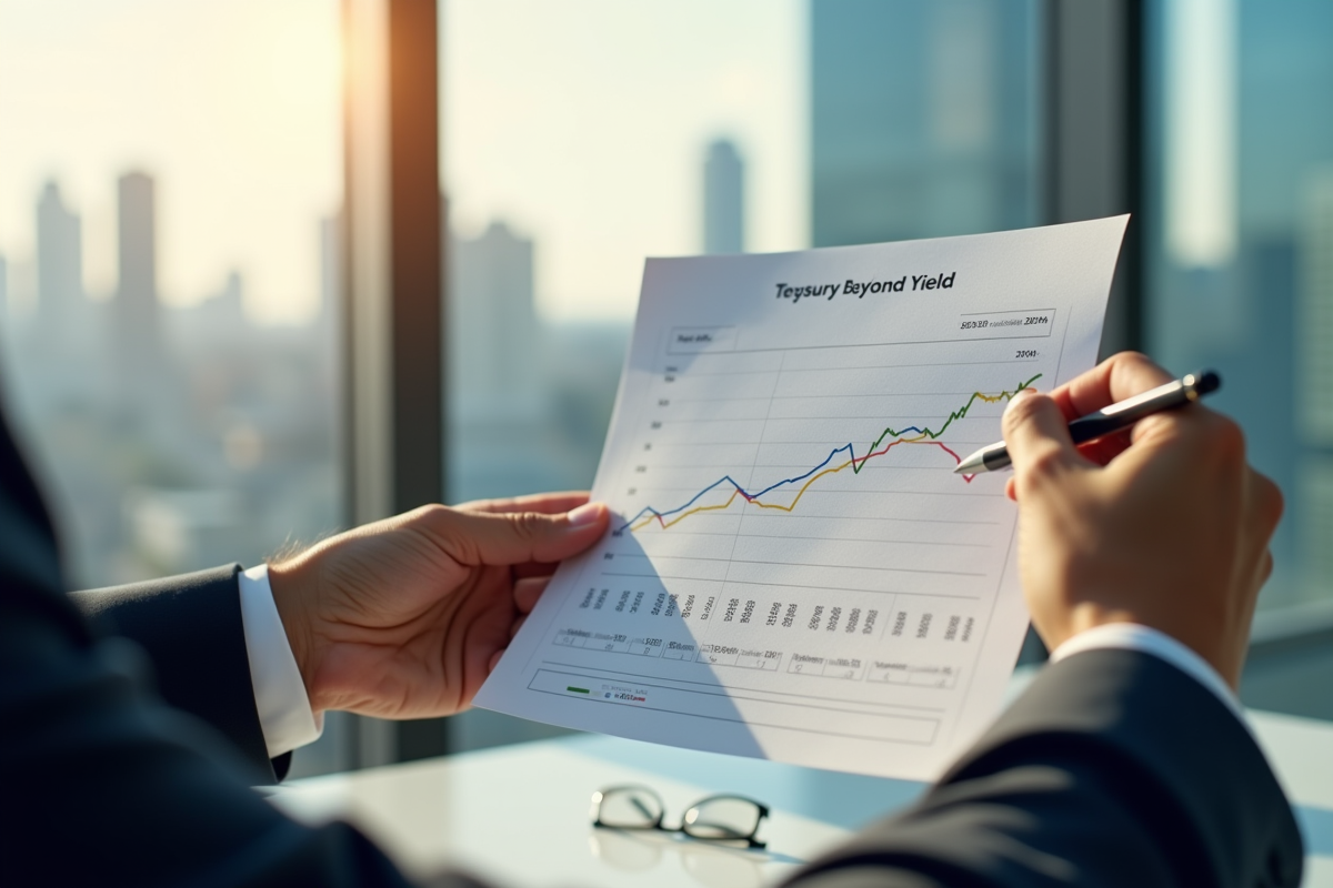Analyste financier examinant un graphique de rendement des obligations à 10 ans