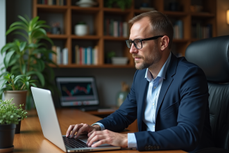 Analyste financier homme regardant des graphiques crypto