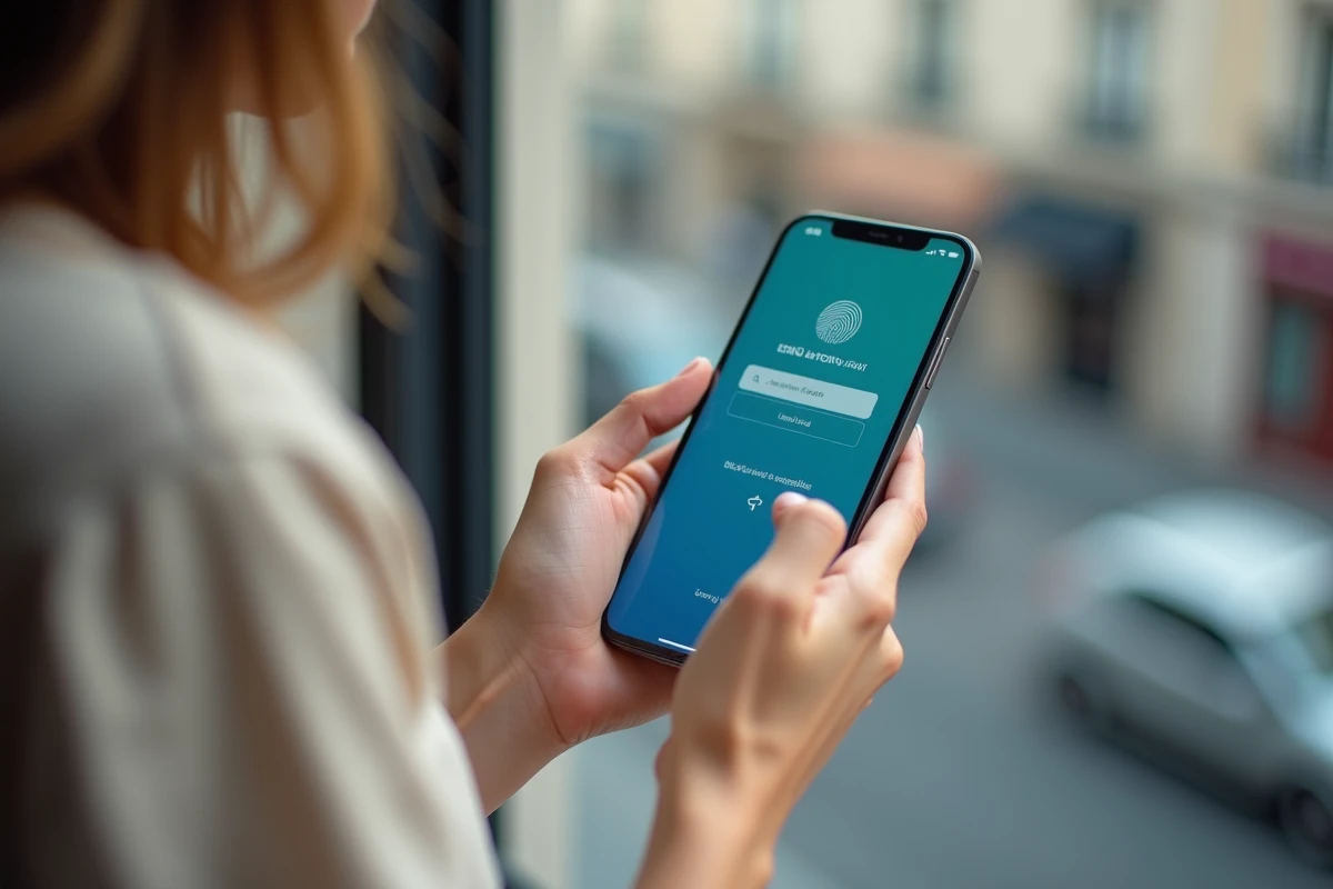 Connexion sécurisée à l'application mobile Cyberplus Rives de Paris Banque Populaire sur smartphone