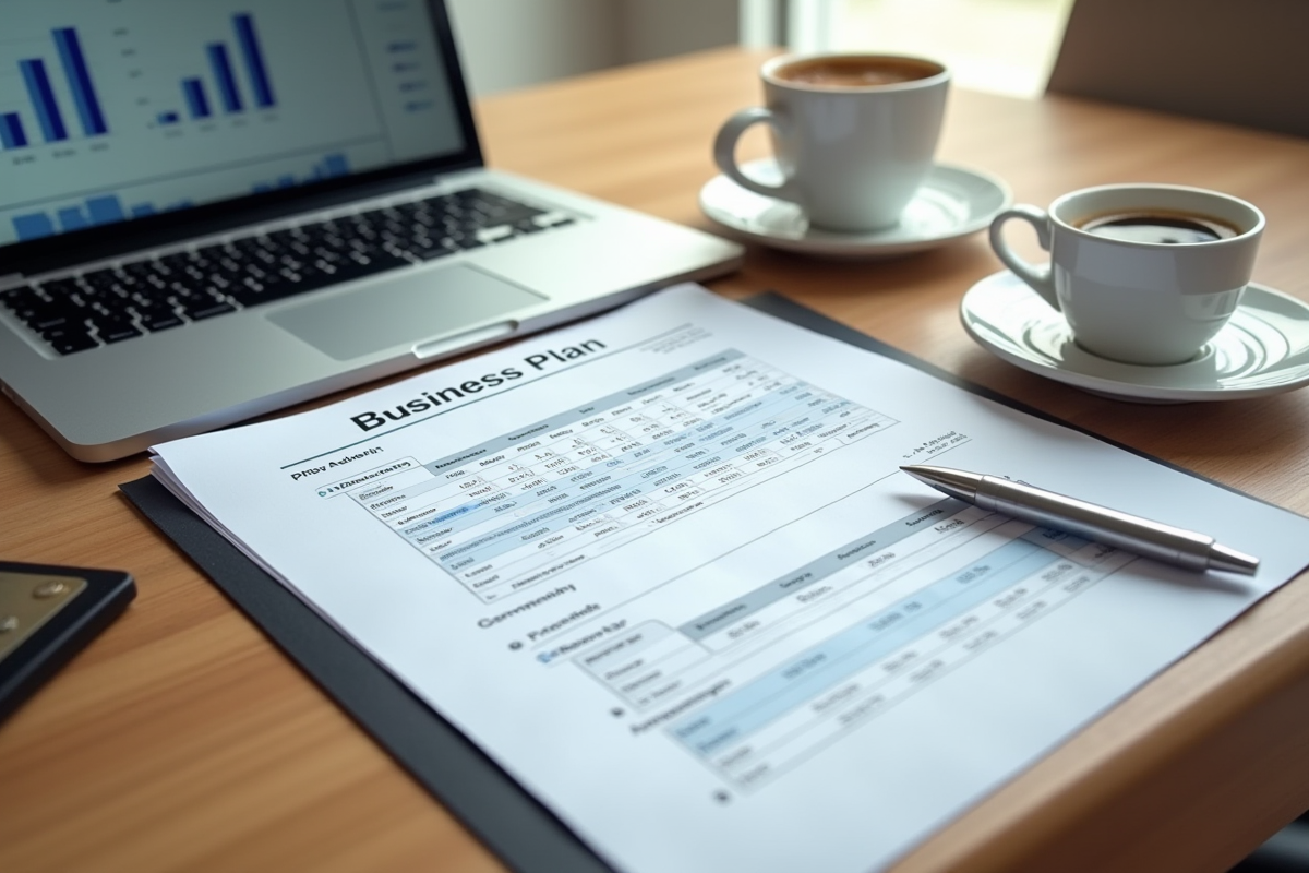 Bureau organisé avec plan d