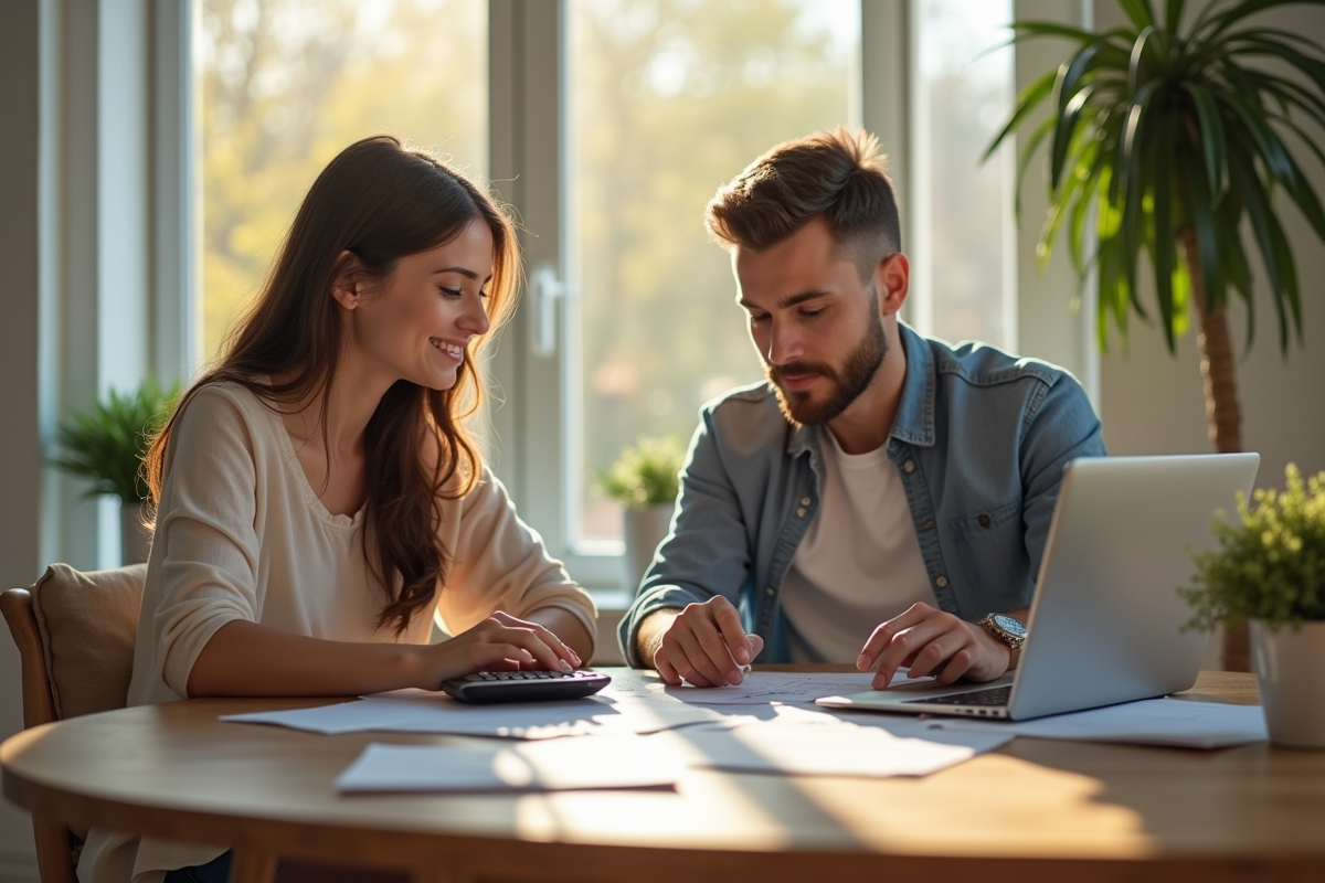 Jeune couple examinant des documents de prêt immobilier