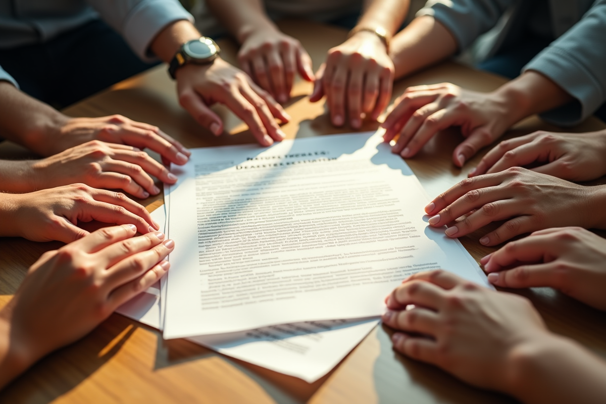 Documents de declaration de catastrophe naturelle sur table ensoleillee