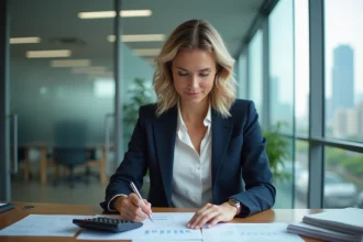 Femme d affaires en réunion dans un bureau moderne