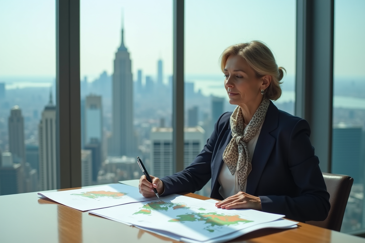 Femme d affaires regardant des rapports dans un bureau