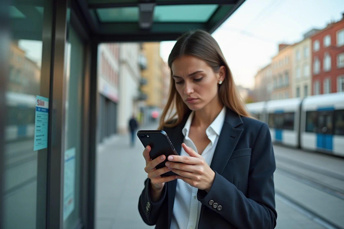 Jeune femme consulte son application d investissement en extérieur