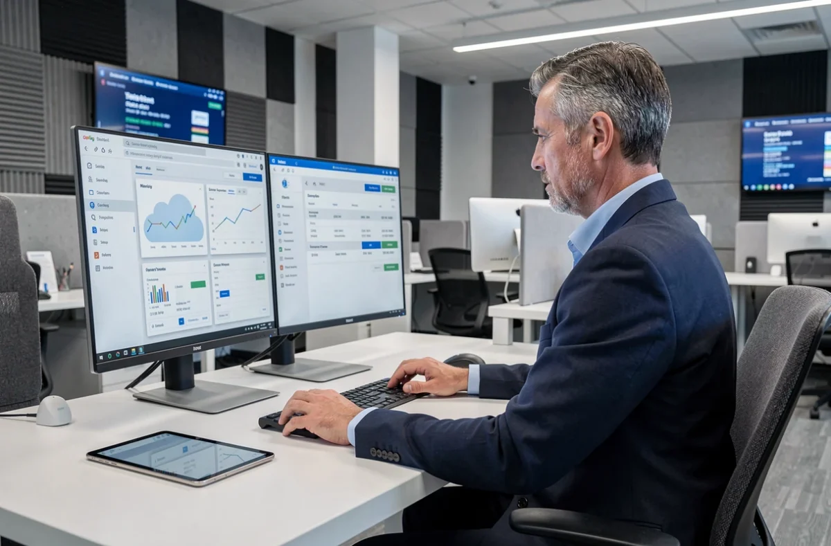 Expert-comptable de Fiteco utilisant des outils numériques et un tableau de bord comptable cloud