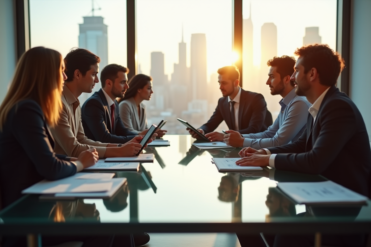 Groupe de personnes discutant de portefeuilles d