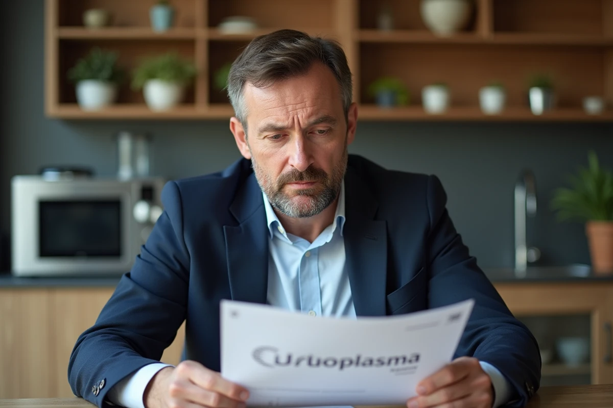 Homme d age en costume examine un rapport financier