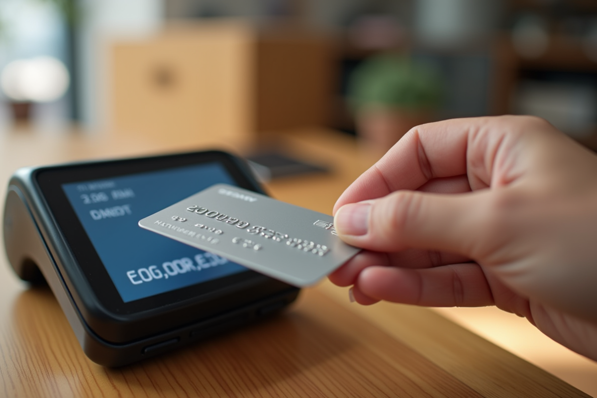 Main tenant une carte de credit sur terminal sans contact