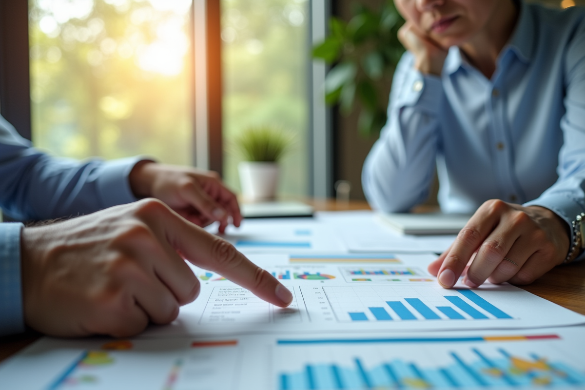 Personne d'âge moyen analysant des documents financiers avec graphiques