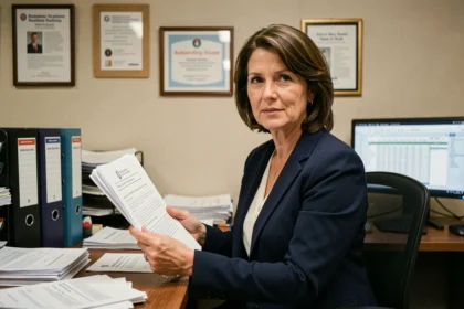 Fonctionnaire de la fonction publique d'État consultant des documents administratifs relatifs à la prime carburant 2026