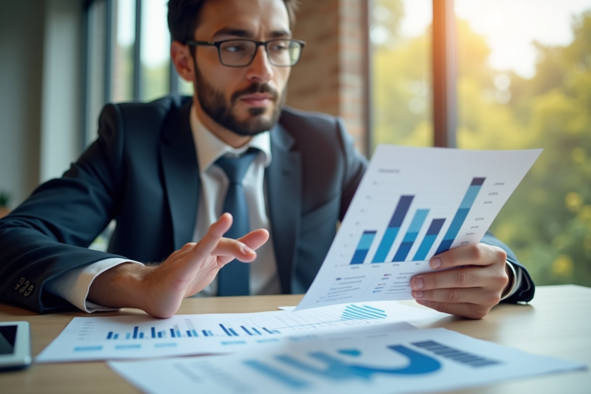 Psychologue au bureau analysant des finances et salaire