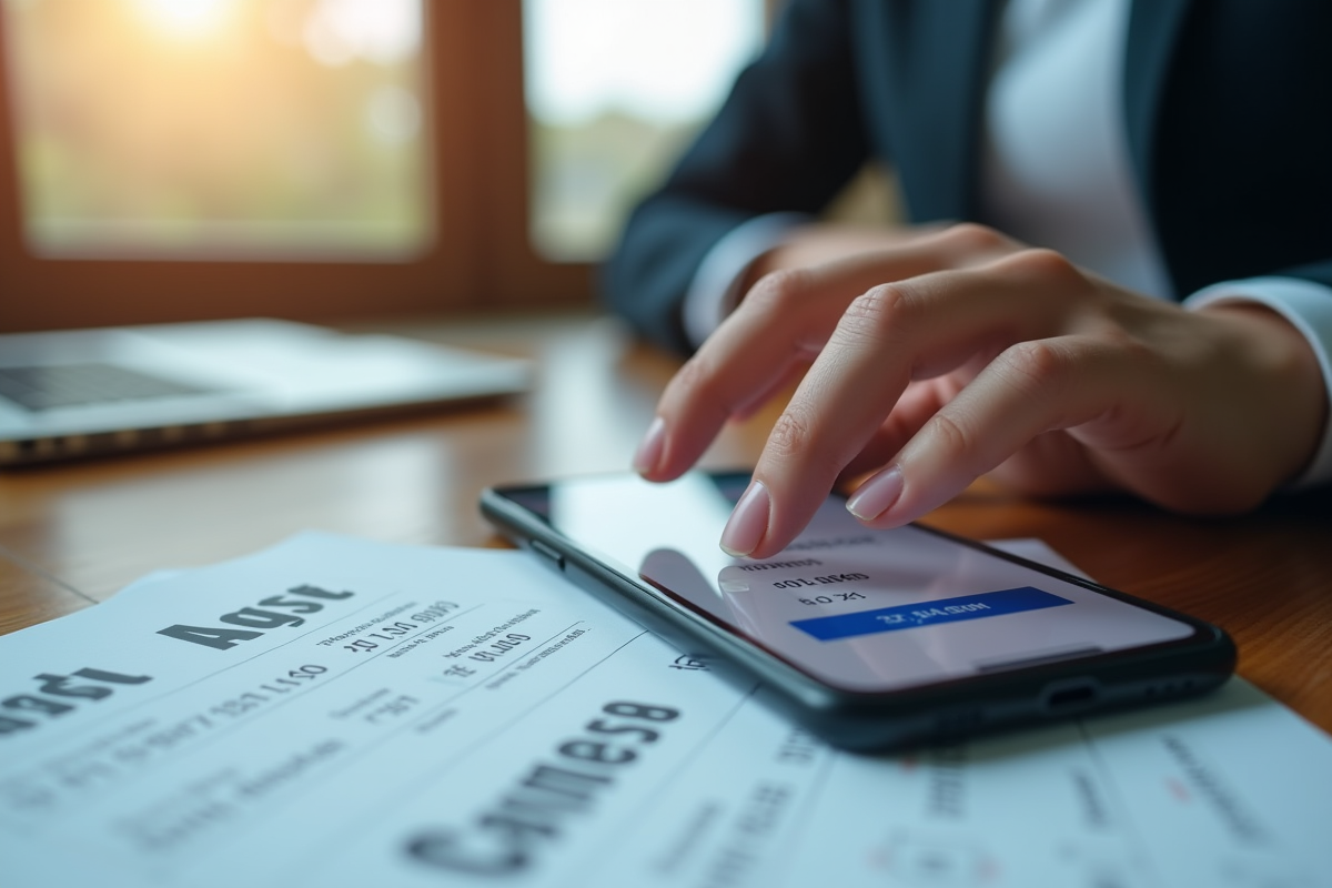 Main saisissant un prêt sur une application mobile