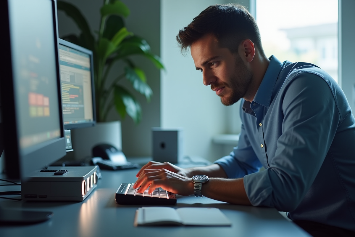 Technicien utilisant le BX4 sur un bureau lumineux